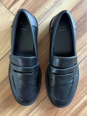 a new day Black Leather Penny Loafers